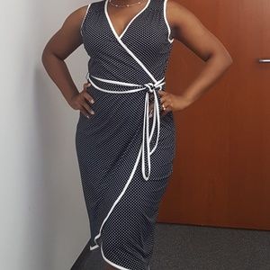 Vintage Wrapper Blue & White Polka Dot dress